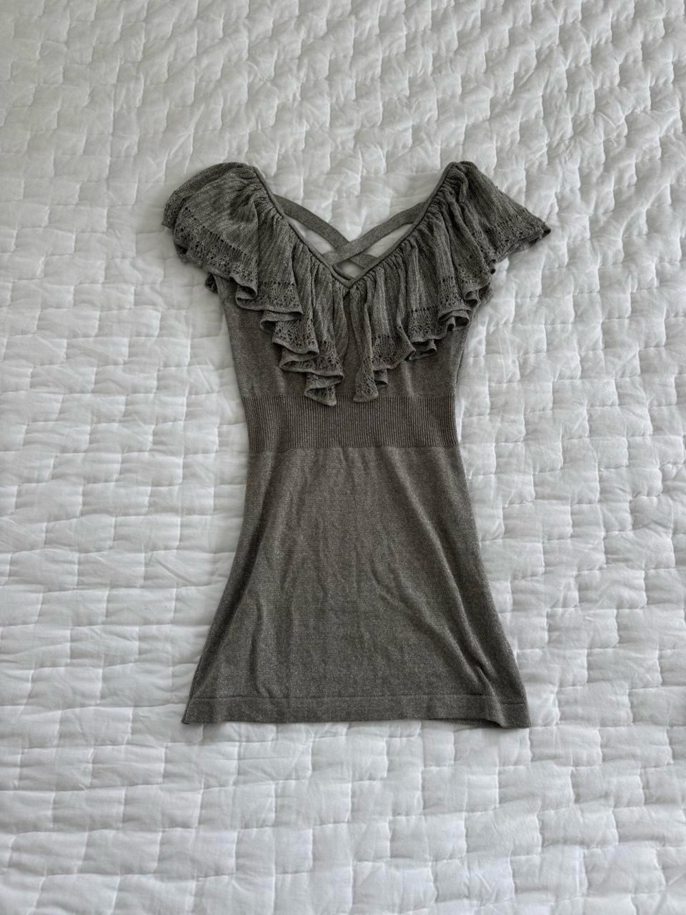Arden B 2000s Gray Ruffle Top